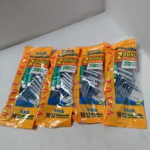 Schick ST2 Slim Twin 12 Disposable Razors Lot Of 4 Packs